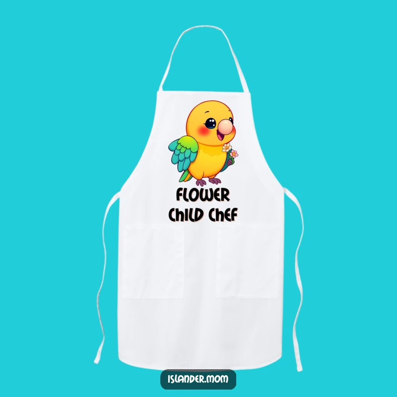 Funny Parrot Flower Beak Apron: Colorful Kitchen Tropical Bird Funny Gift