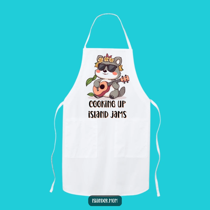 Funny Islander Animal Apron: Ukulele Player for Musical Kitchen Fun