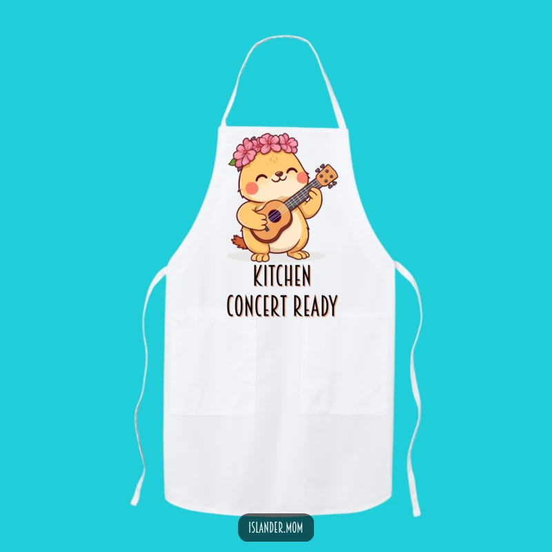 Funny Kawaii Animal Ukulele Apron: Kitchen Tunes & Cheerful Cooking Gift!