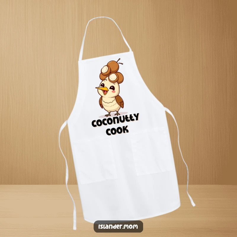 Funny Mama Bird Coconut Head Apron: A mama bird giggles while balancing coconuts on its head.