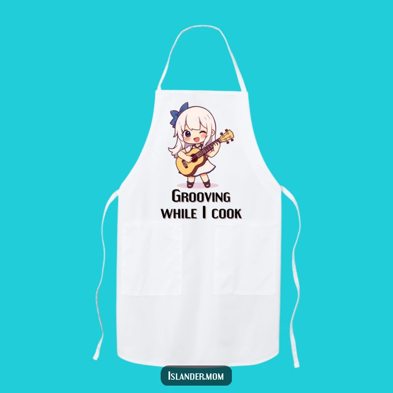 Funny Ukulele Chef Apron: Character Strumming Joyfully - Kitchen Gift