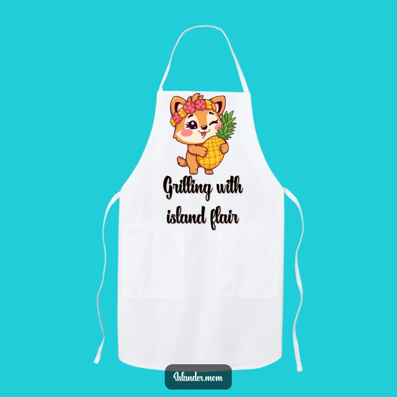 Funny Islander Animal Winking Pineapple Apron - Comical Chef's Gift for Kitchen Fun