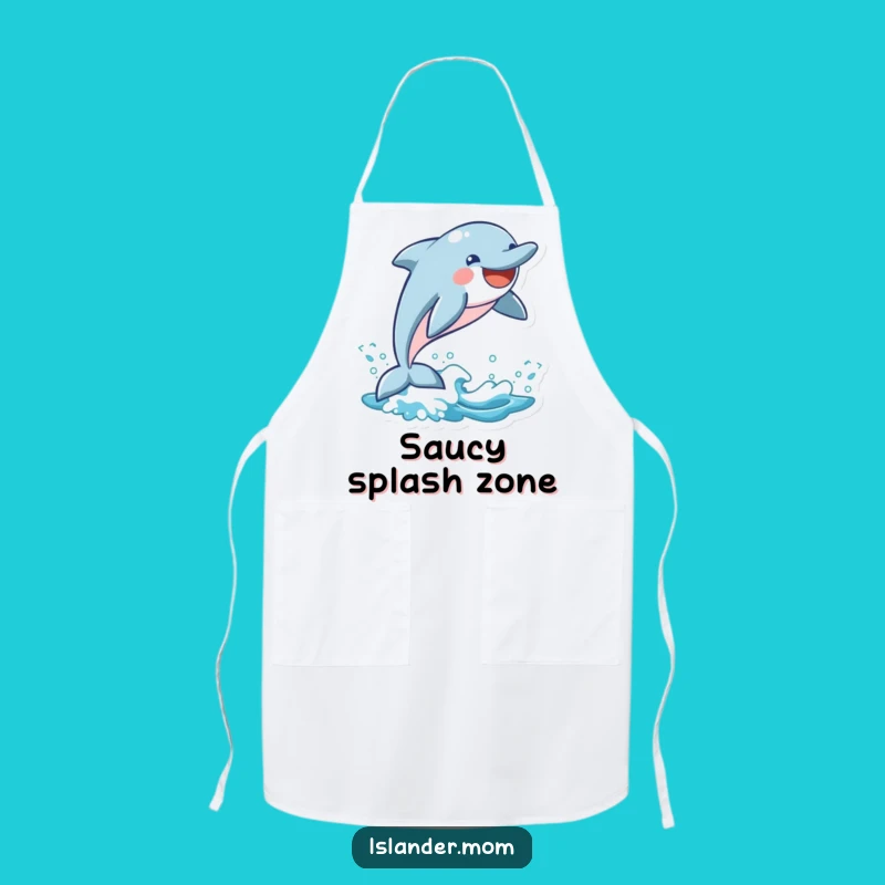 Funny Dolphin Wave Leap Apron: Playful Kitchen Ocean Lover Funny Gift