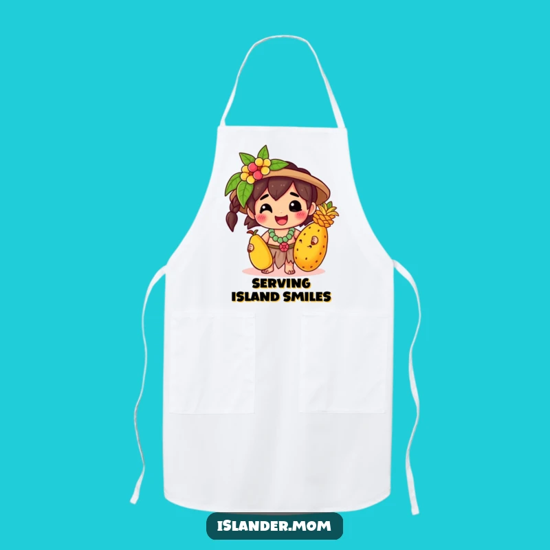 Funny Kawaii Islander Fruit Apron: Joyful Cooking & Happy Character Gift