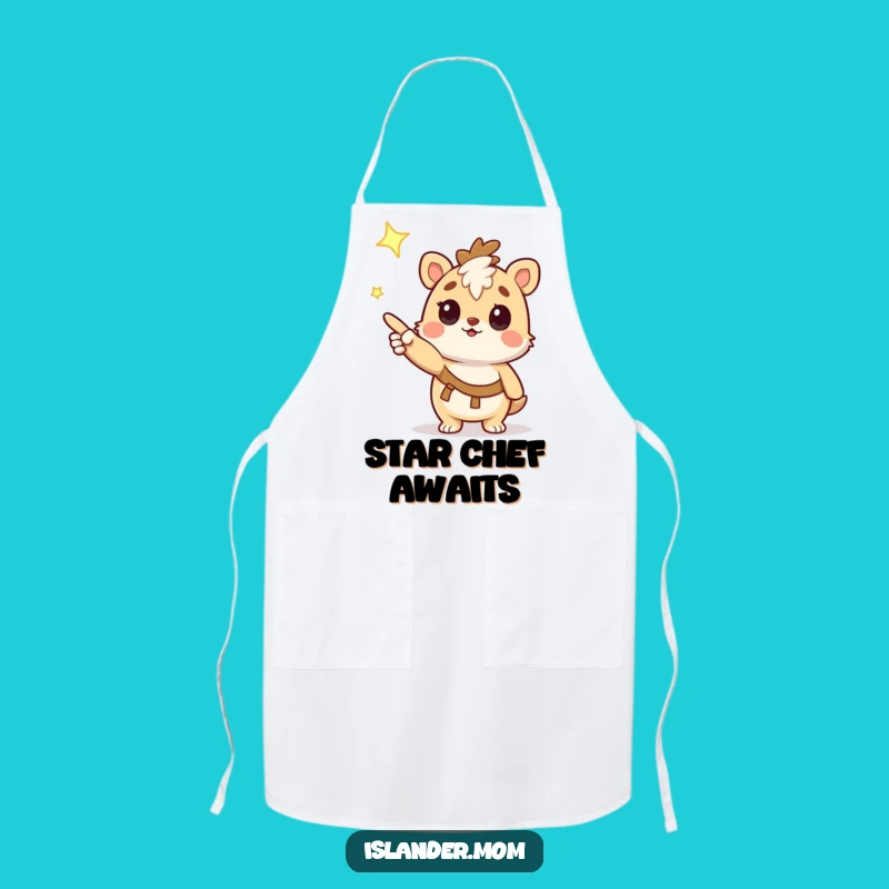 Funny Curious Islander Animal Star Apron: Cook Under the Stars with Humor