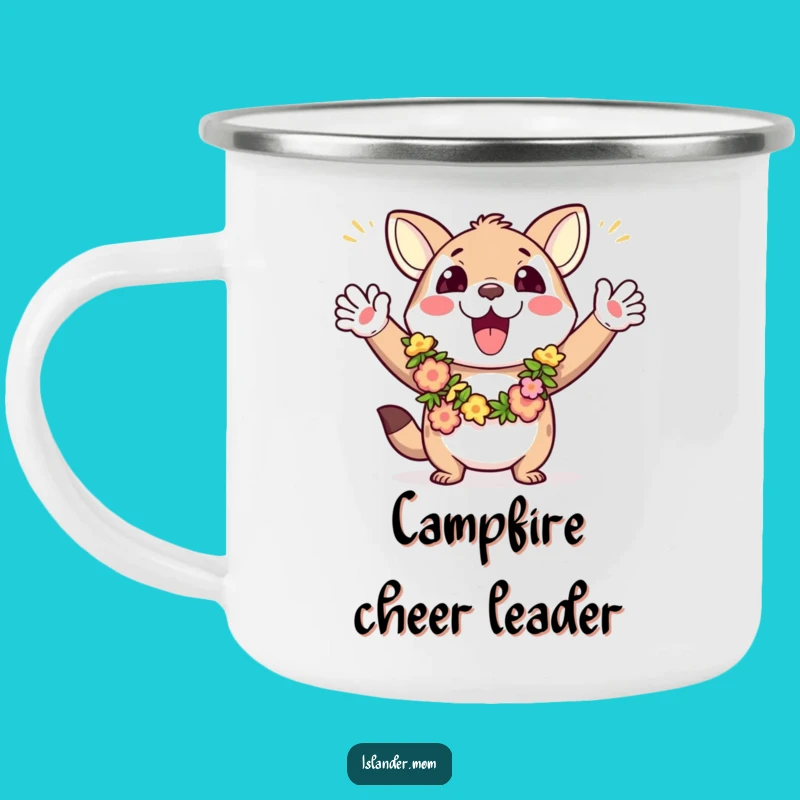 Funny Cheering Animal Lei Camping Mug: Your Enthusiastic Outdoor Companion