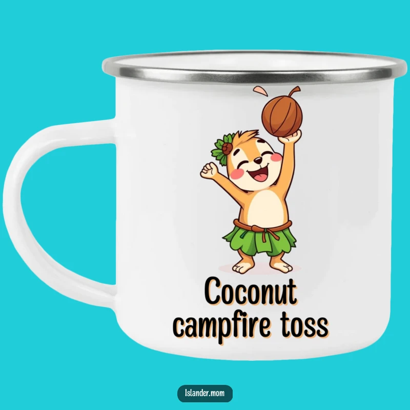 Funny Islander Animal Camping Mug: Coconut Toss Adventures, Hilarious Outdoor Gift