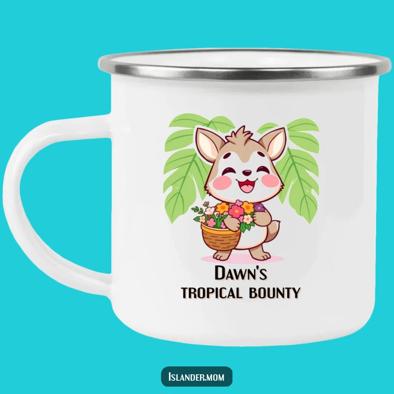 Funny Islander Animal Camping Mug: Tropical Adventure Cup with Flowers, Perfect Gift