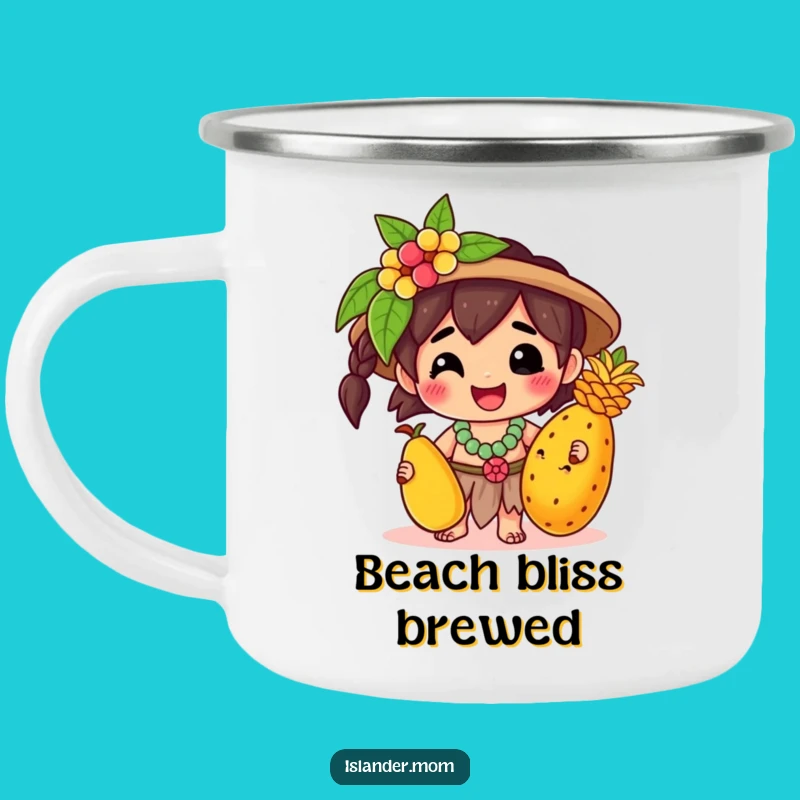 Funny Kawaii Islander Fruit Camping Mug: Happy Adventures & Warm Sips