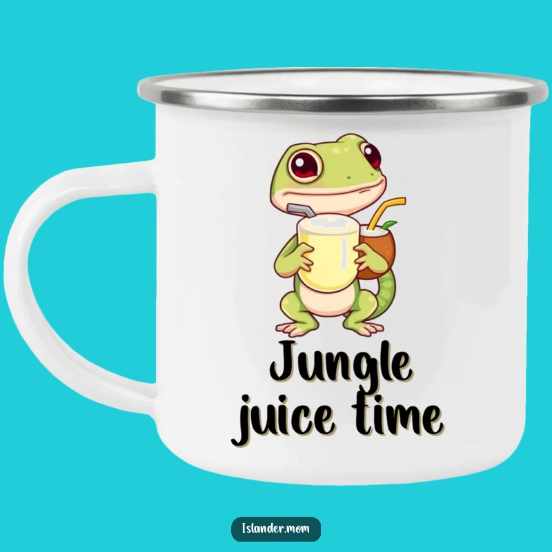 Funny Island Gecko Camping Mug: Sip Tropical Drinks Outdoors