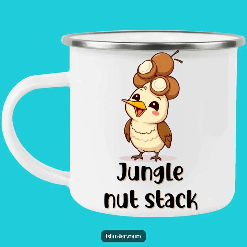 Funny Mama Bird Camping Mug: Coconut Head Balance and Tropical Vibes