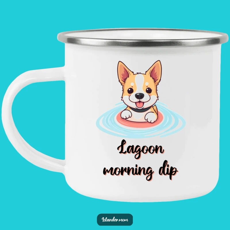 Funny Paddling Dog Camping Mug - Lagoon Pup, Adventure Water Gift