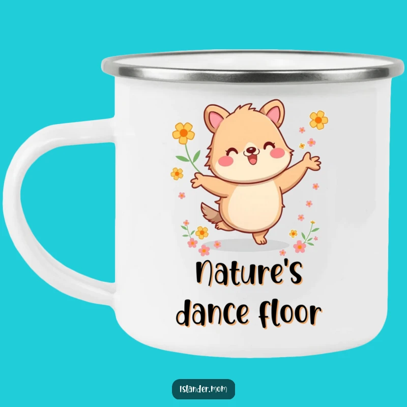 Funny Kawaii Dancer Camping Mug: Enamel Camp Cup, Energetic Animal Art, Ideal Funny Gift