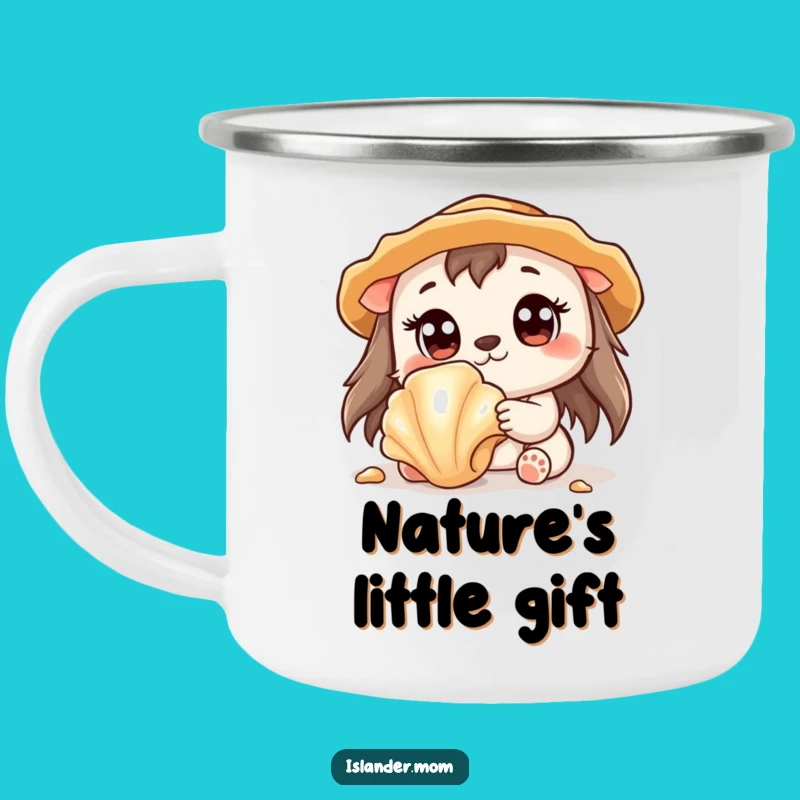 Funny Kawaii Animal Seashell Camping Mug: Adventure & Discovery Humor Gift!
