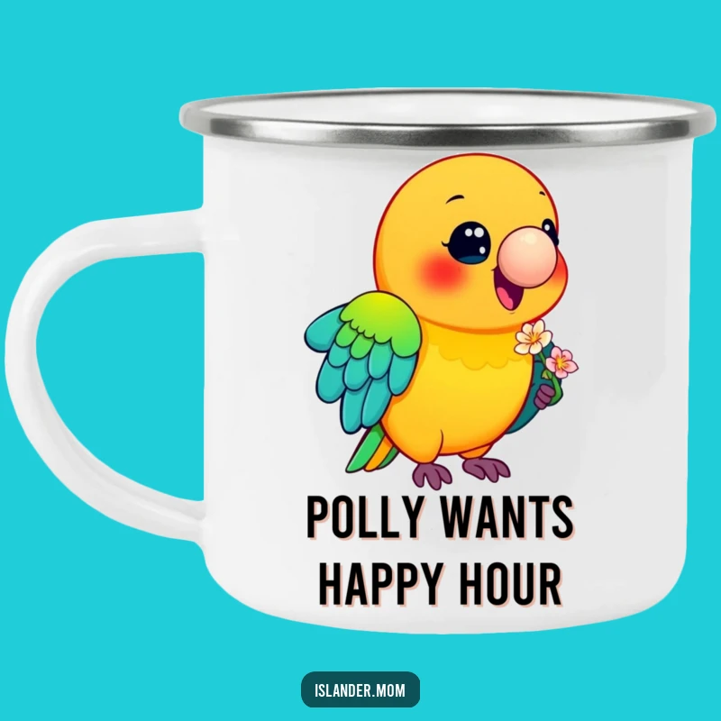 Funny Parrot Flower Beak Camping Mug: Durable Colorful Tropical Funny Gift