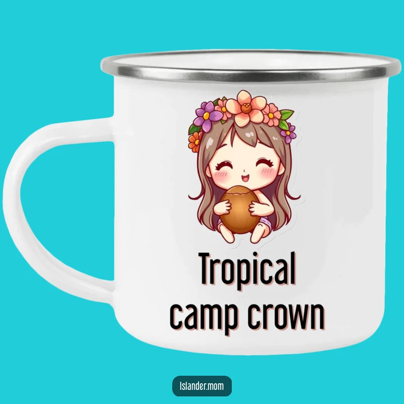 Funny Flower Crown Coconut Camping Mug: Outdoor Paradise, Perfect Funny Gift
