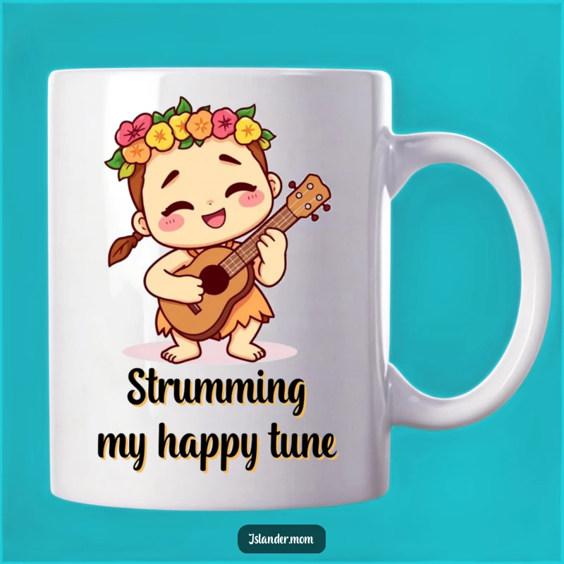 Funny Contented Islander Ukulele Mug - Relaxing Hawaiian Music Gift