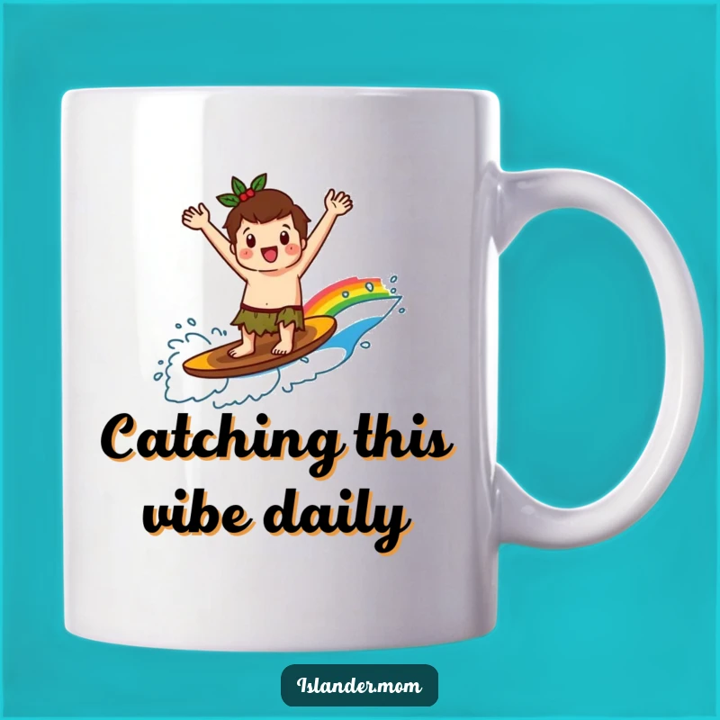 Funny Rainbow Wave Surfer Islander Mug - Hilarious Gift for Beach Lovers