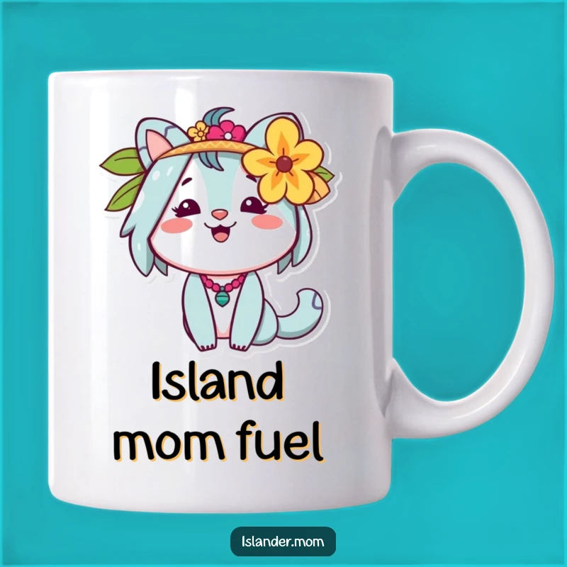 Funny Islander Mom Mug: Cheerful Aloha, Flower Ear, Tropical Mama Gift