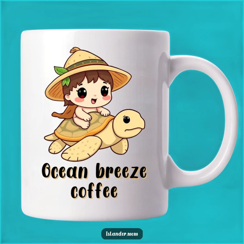 Funny Islander Turtle Rider Mug: Tropical Adventure, Perfect Humorous Gift