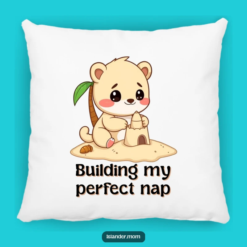 Funny Sandcastle Builder Animal Pillow, Comfort for Creators