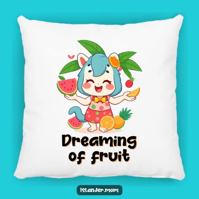 Cozy Funny Islander Mom Animal Juggling Fruits Pillow - Tropical Comfort!