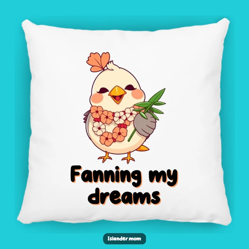 Funny Mama Bird Pillow: Tropical Comfort with a Lei and Breezy Fanning Motion