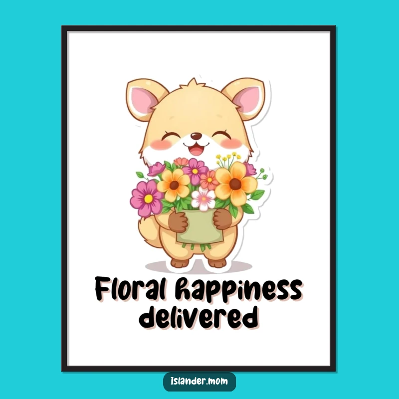 Funny Giggling Animal Flower Digital Art: Instant Joyful Decor