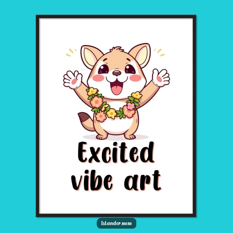Funny Cheering Animal Lei Digital Art: Instant Tropical Celebrations!