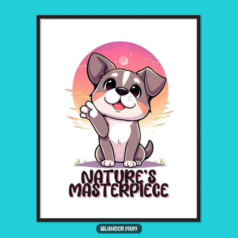 Funny Dog Sunset Digital Art - Instant Serene Wall Decor