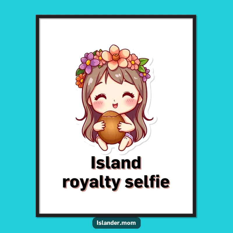 Funny Flower Crown Coconut Digital Art: Instant Tropical Decor, Perfect Funny Gift