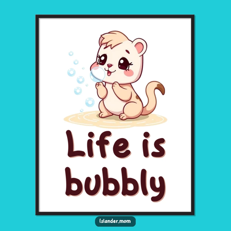 Funny Islander Mom Animal Digital Art: Beach Bubbles, Instant Joy
