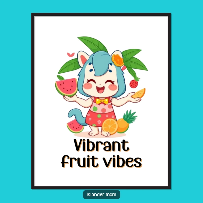 Funny Islander Mom Animal Juggling Tropical Fruits Digital Art Print!