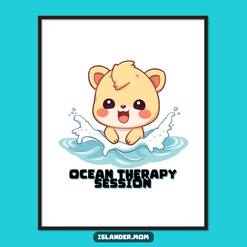 Funny Islander Wave Splash Digital Art - Beach Wall Decor