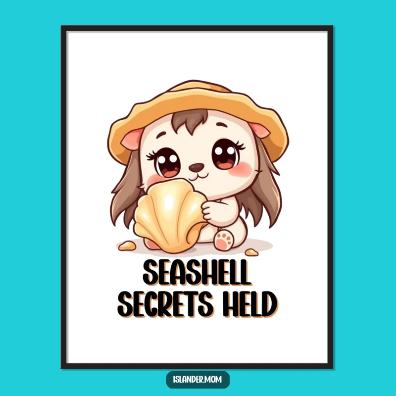 Funny Kawaii Animal Seashell Digital Art Print: Instant Wonder Wall Art Gift!