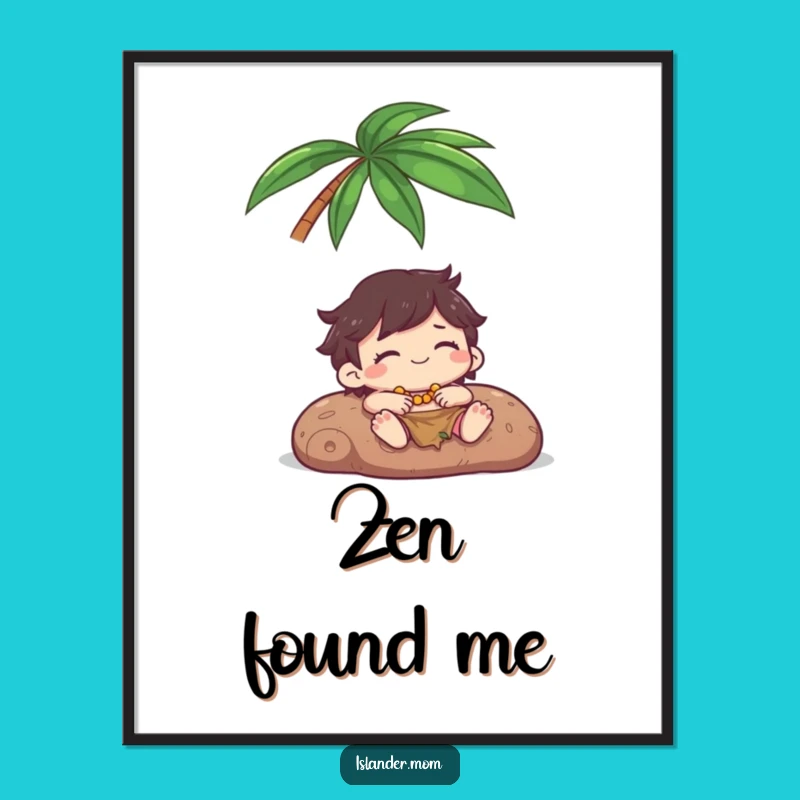 Funny Kawaii Islander Palm Tree Digital Art: Instant Relaxing Decor Gift