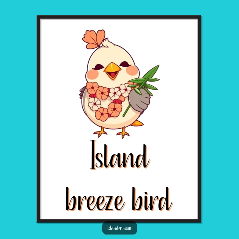 Funny Mama Bird Lei Digital Art Print: Tropical Vibes for Happy Walls