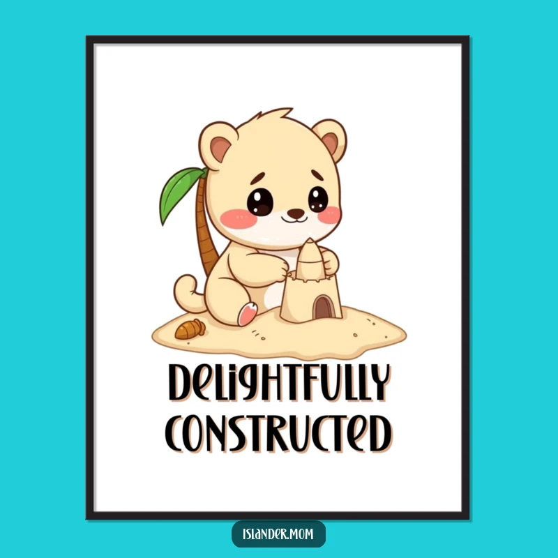 Funny Sandcastle Builder Digital Art, Focused Play Decor