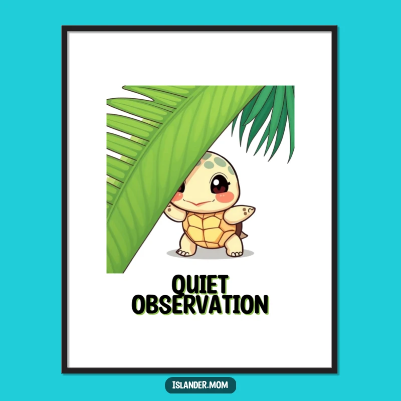 Funny Turtle Peek Digital Art Print: Instant Island Wall Decor