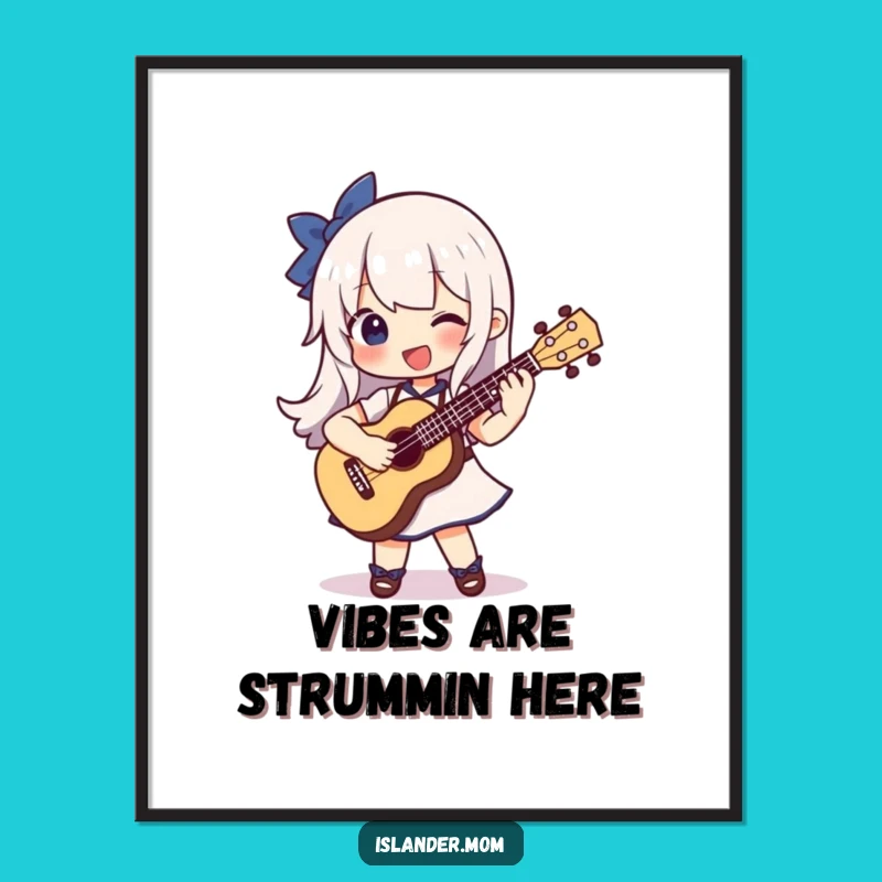 Funny Ukulele Digital Art: Joyful Character Strumming for Instant Decor Gift