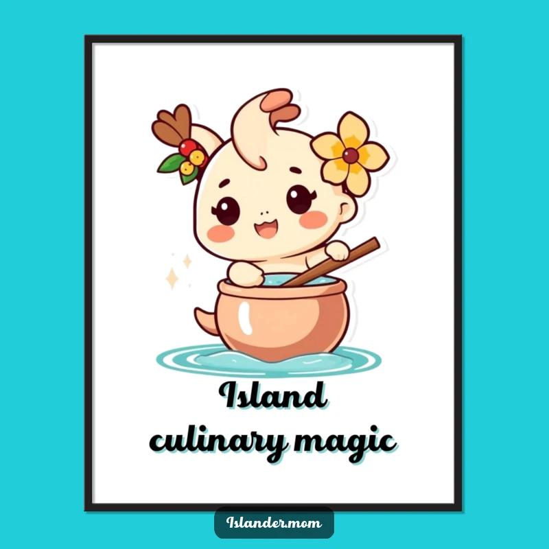 Funny Islander Chef Wall Art: Happy Cooking Brings Island Joy, Perfect Funny Gift