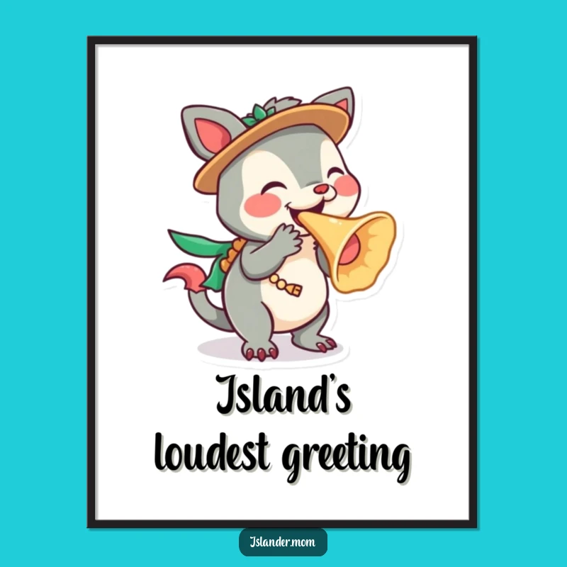 Funny Islander Animal Digital Art: Conch Shell Blower for Instant Tropical Vibes