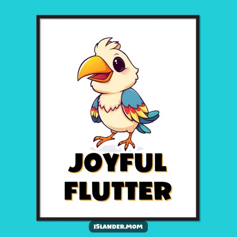 Funny Bird Shimmy Digital Art Print: Instant Colorful Wall Decor