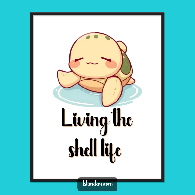 Funny Sea Turtle Zen Digital Art: Relaxed Ocean Scene Funny Gift