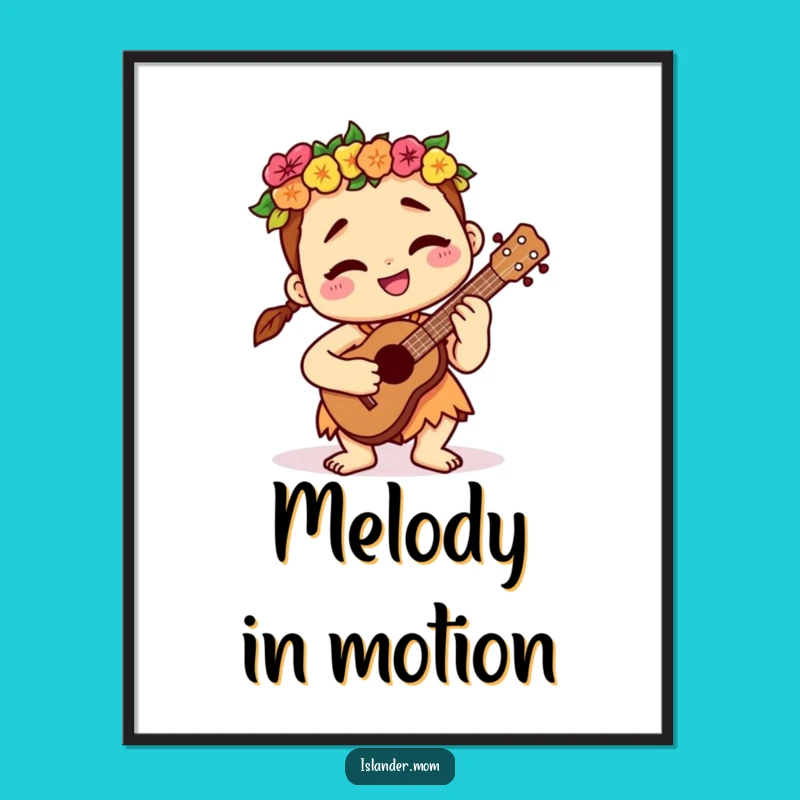 Funny Contented Islander Ukulele Digital Art - Instant Island Vibes Gift