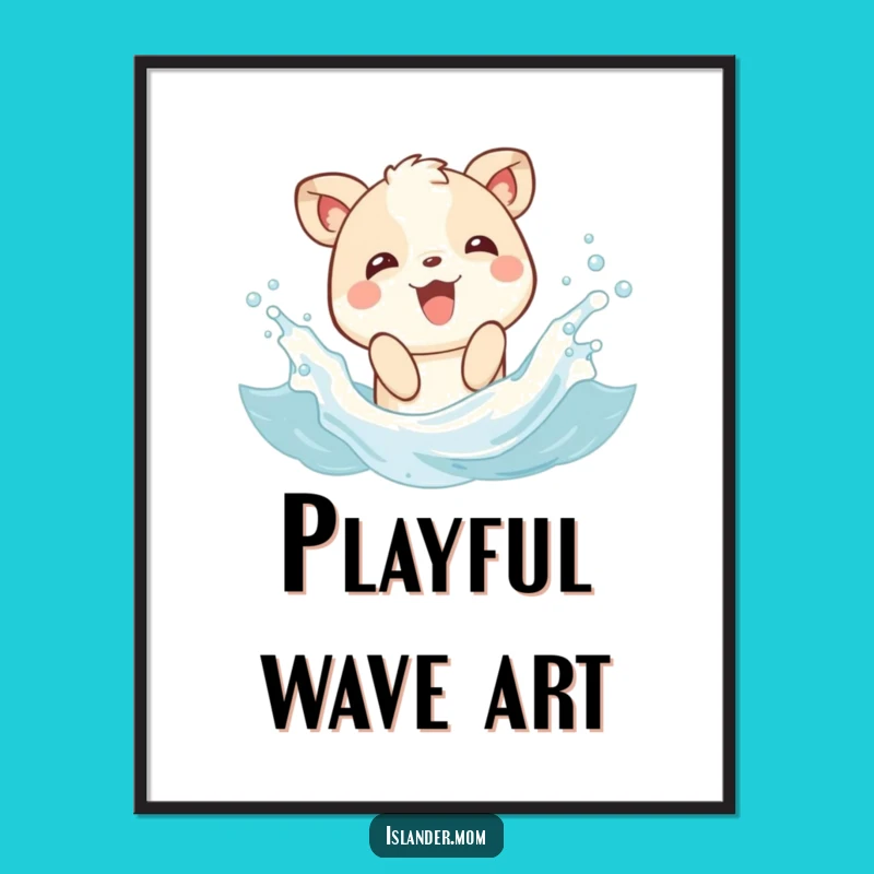 Funny Splashing Animal Wave Digital Art: Instant Beach Bliss for Your Walls!