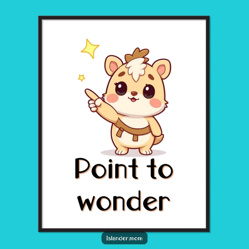 Funny Curious Islander Animal Star Digital Art: Instant Celestial Humor