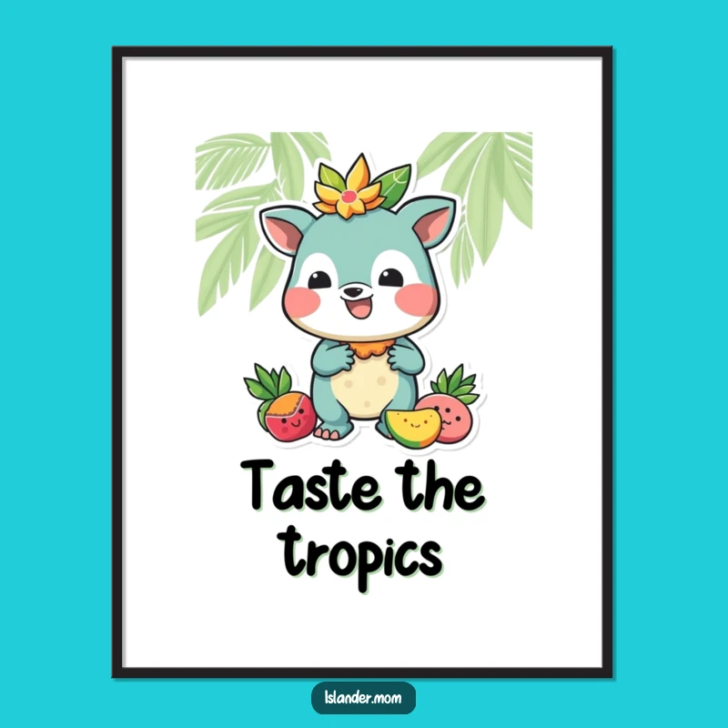 Funny Tropical Digital Print, Hilarious Fruit Offering Islander Art