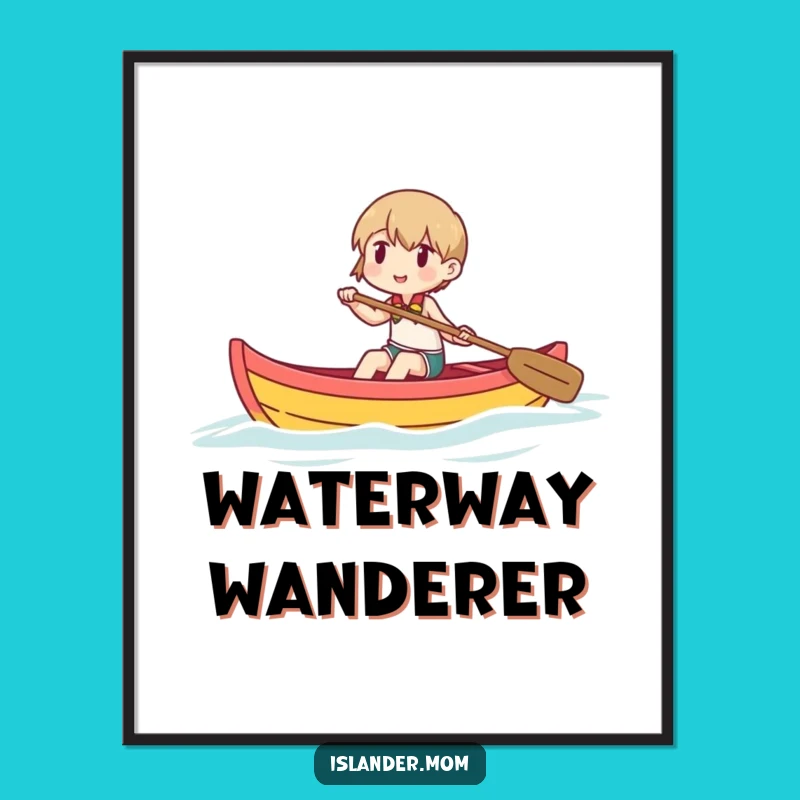 Funny Paddling Canoe Digital Art: Instant Serene Decor, Perfect Funny Gift