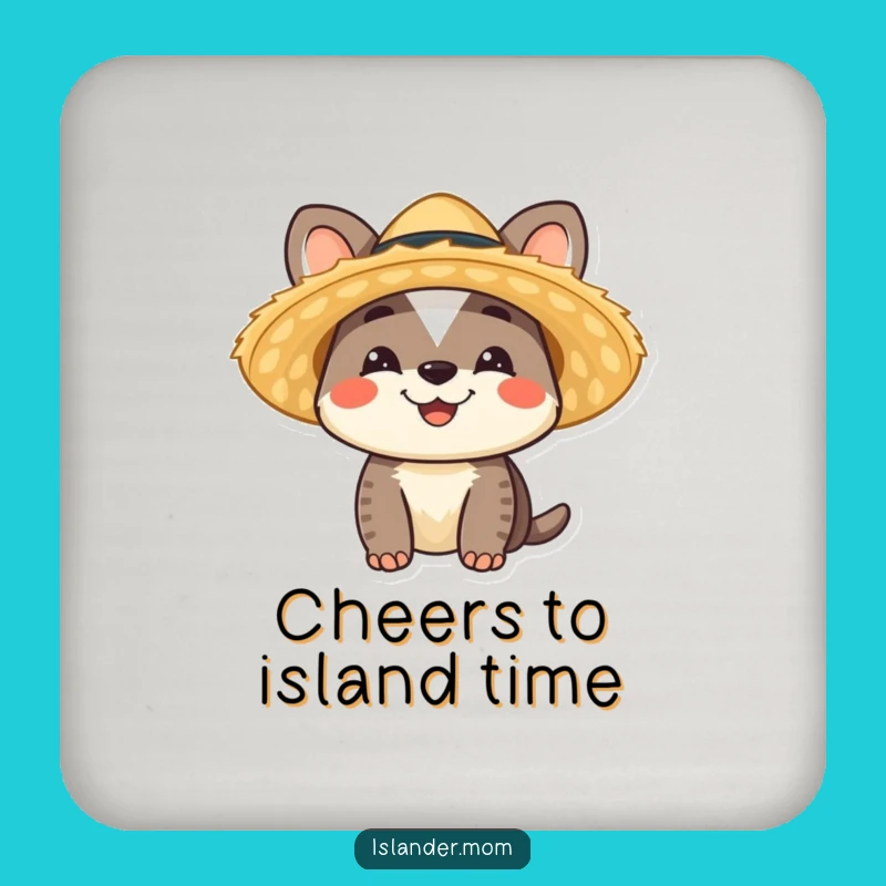 Funny Islander Animal Coasters: Tropical Smiles with Straw Hat Protection